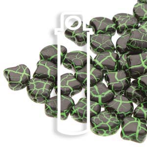 Ionic Jet/Green Ginko Beads