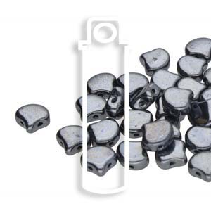 Jet Gunmetal Ginko Beads