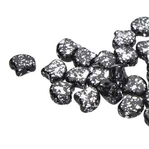 Jet Silver Splash Ginko Beads