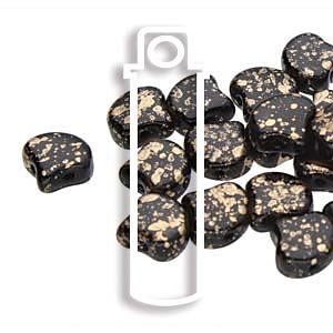 Jet Gold Splash Ginko Beads