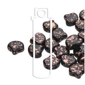 Jet Copper Splash Ginko Beads