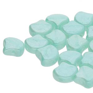 Opal Green Aqua White Luster Ginko Beads