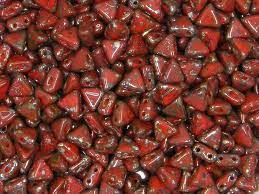 Coral Red Picasso Kheops par Puca Beads