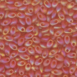 Matte Transparent Orange AB Miyuki Long Magatama Beads 4x7mm