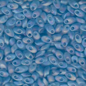 Matte Transparent Aqua AB Miyuki Long Magatama Beads 4x7mm
