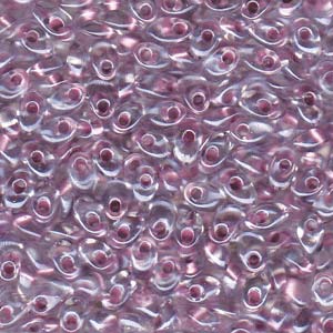 Orchid Lined Crystal Miyuki Long Magatama Beads 4x7mm