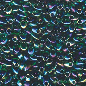Transparent Green Luster Miyuki Long Magatama Beads 4x7mm