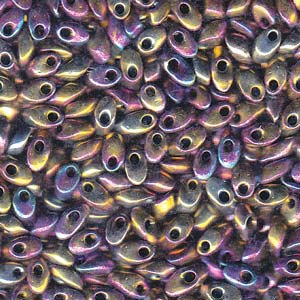 Metallic Purple Gold Miyuki Long Magatama Beads 4x7mm