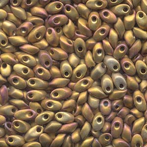 Gold Plated AB Miyuki Long Magatama Beads 4x7mm