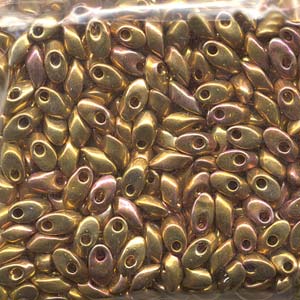 24kt Gold Iris Miyuki Long Magatama Beads 4x7mm
