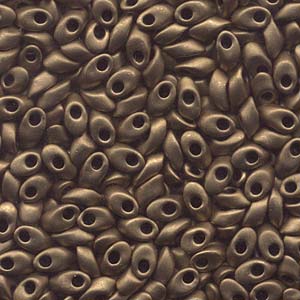 Matte Metallic Dark Bronze Miyuki Long Magatama Beads 4x7mm