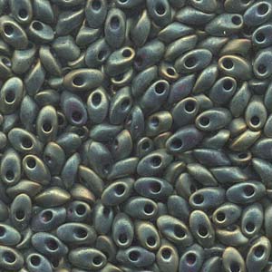Matte Metallic Patina Iris Miyuki Long Magatama Beads 4x7mm