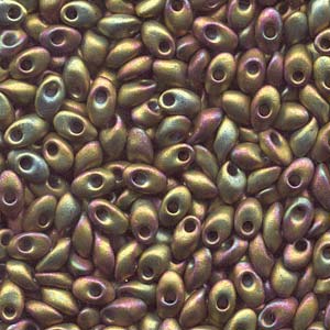 Matte Metallic Khaki Iris Miyuki Long Magatama Beads 4x7mm