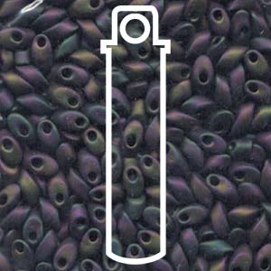 Gunmetal Rainbow Frosted AB Miyuki Long Magatama Beads 4x7mm