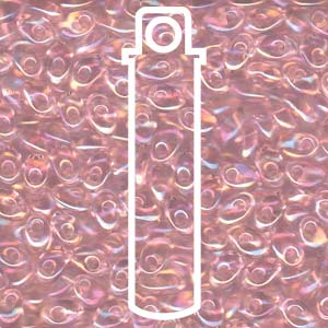 Pink Lined Crystal AB Miyuki Long Magatama Beads 4x7mm