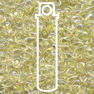 Pale Yellow Lined Crystal Miyuki Long Magatama Beads 4x7mm