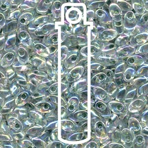 Lined Light Seafoam AB Miyuki Long Magatama Beads 4x7mm