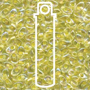 Crystal Lined Light Yellow AB Miyuki Long Magatama Beads 4x7mm