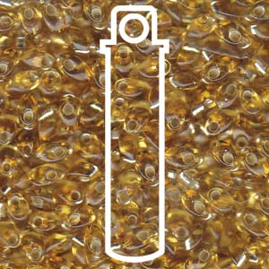 Silver Lined Gold Miyuki Long Magatama Beads 4x7mm