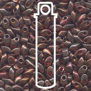 Cranberry Gold Luster Miyuki Long Magatama Beads 4x7mm