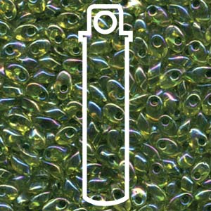 Green Lined Chartreuse AB Miyuki Long Magatama Beads 4x7mm