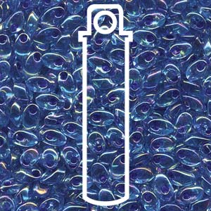 Cobalt Lined AB Miyuki Long Magatama Beads 4x7mm