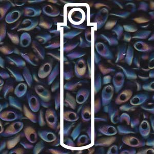 Frosted Matte Black AB Miyuki Long Magatama Beads 4x7mm