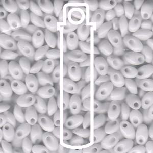 White Miyuki Long Magatama Beads 4x7mm