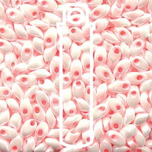 White Pink Color Lined Miyuki Long Magatama Beads 4x7mm