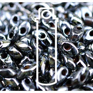 Picasso Black Luster Miyuki Long Magatama Beads 4x7mm