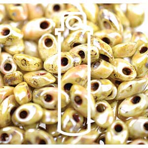 Picasso Opaque Yellow Luster Miyuki Long Magatama Beads 4x7mm