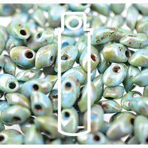 Picasso Opaque Turquoise Blue Miyuki Long Magatama Beads 4x7mm