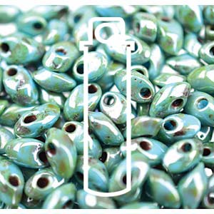Picasso Opaque Turquoise Blue Luster Miyuki Long Magatama Beads 4x7mm
