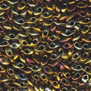 Metallic Iris Gold Miyuki Long Magatama Beads 4x7mm