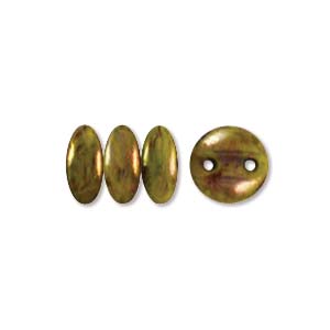 LNT36-G84020 6mm Lentil 2 Hole Chartreuse Bronze Picasso