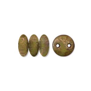 LNT36-MLG84020 Lentil 2 Hole Chartreuse Copper Picasso