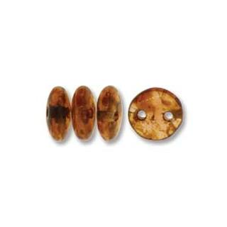 LNT36-T71010 6mm 2-Hole Lentil Milky Pink Picasso