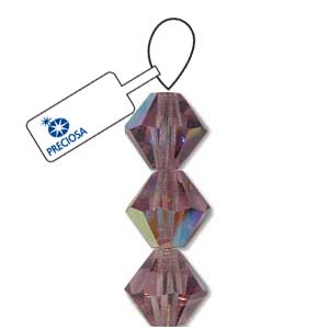 Light Amethyst AB Preciosa Crystal Bicone Beads