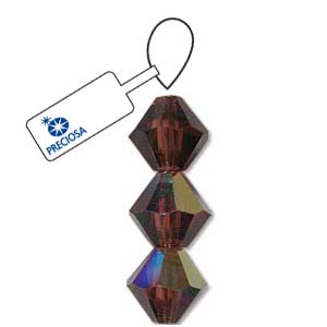 Light Burgundy AB Preciosa Crystal Bicone Beads