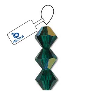 Emerald AB Preciosa Crystal Bicone Beads