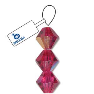 Fuchsia AB Preciosa Crystal Bicone Beads