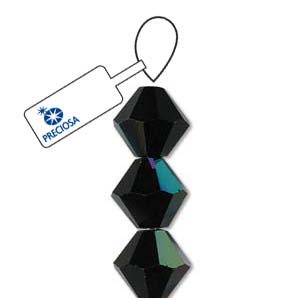 Jet AB Preciosa Crystal Bicone Beads