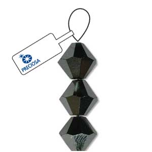 Jet Hematite Preciosa Crystal Bicone Beads