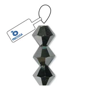 Jet Light Hematite Preciosa Crystal Bicone Beads