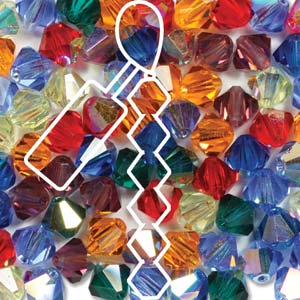 Rainbow AB Preciosa Crystal Bicone Beads