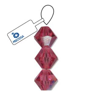 Rose AB Preciosa Crystal Bicone Beads