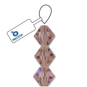 Light Rose AB Preciosa Crystal Bicone Beads