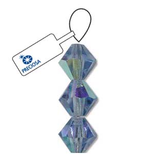 Light Sapphire AB Preciosa Crystal Bicone Beads