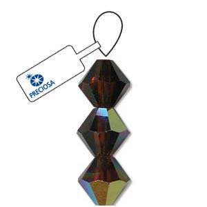 Smokey Topaz AB Preciosa Crystal Bicone Beads