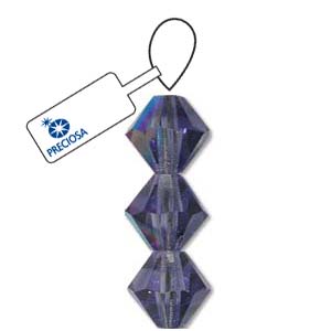 Tanzanite AB Preciosa Crystal Bicone Beads